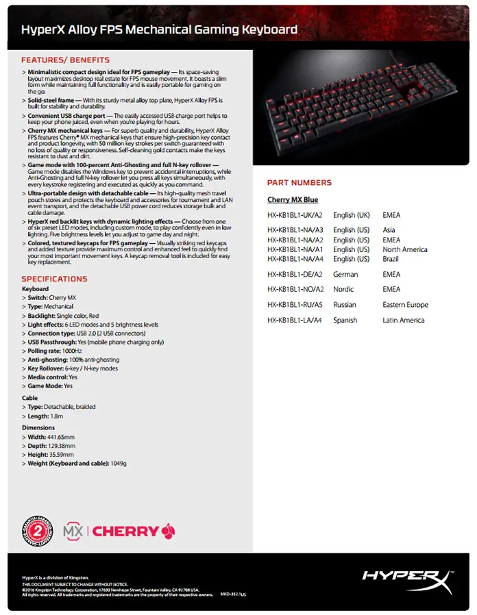 HyperX Alloy FPS Specs3 - HyperX Alloy FPS